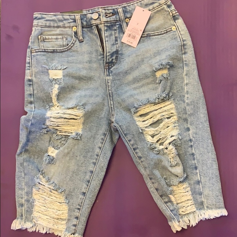 High rise shorts. Knee length